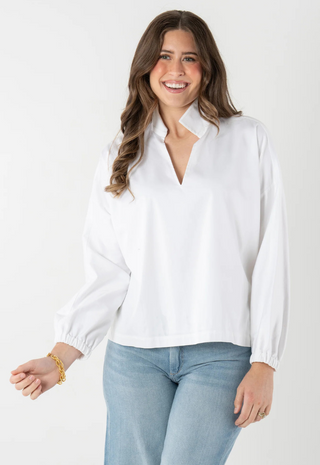 Long-sleeve Poppy White Cotton Poplin Emily McCarthy