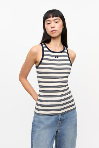 Striped Soft Cotton Rib Tank Top Sky Captain GANNI