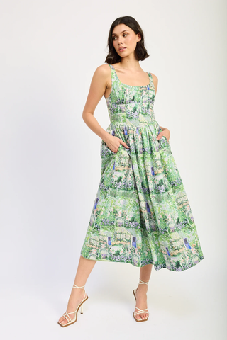 Molly Corset Midi Dress Green Violet En Saison