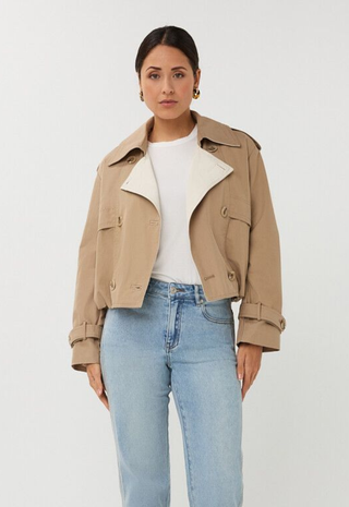 Coat Trench Short Balloon Stone - Esqualo