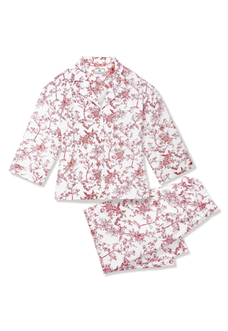 The Olivia Wide Leg Pima Pajama Set Red Timeless Toile Petite Plume