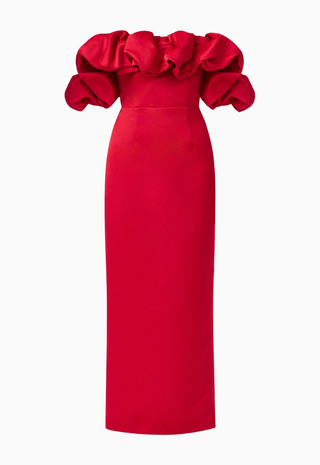 Lucetta Off Shoulder Column Gown Red Elliatt