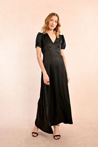 Long Satin Dress Black Molly Bracken