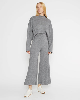 Sweater Knit Wide Leg Pant: Cropped Heather Grey Ripley Rader