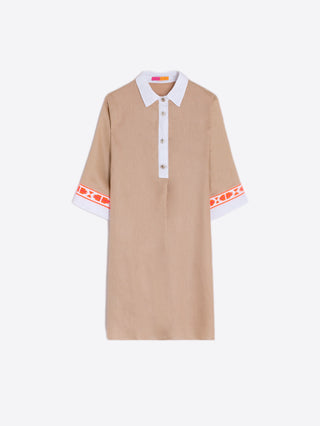 Miranda Dress In Beige Linen Vilagallo