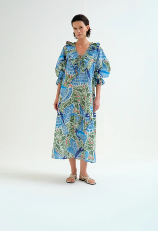 Long Beach Dress Parrot Print Compania Fantastica