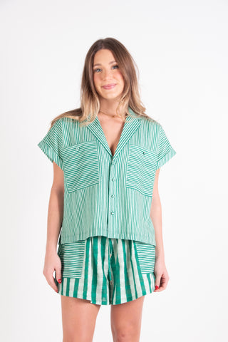 Luna Top Mist Green Stripe Emily McCarthy