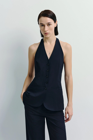 Donette Halter Vest Navy Rue Sophie
