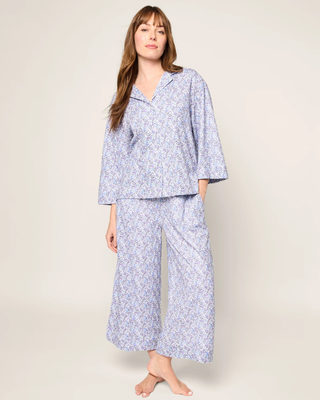The Olivia Wide Leg Pima Pajama Set Fleur d'Azur Petite Plume