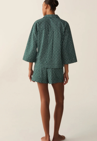Women'S Poplin Olivia Short Set Ditzy Waltz Evergreen Petite Plume