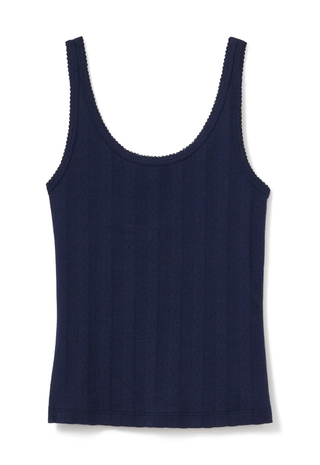 Women'S Pointelle Tank Top Navy Petite Plume