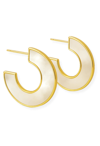 Dua Mother Of Pearl Medium Hoop Earring