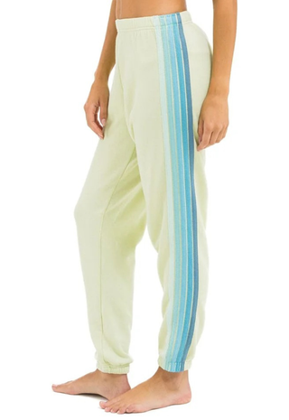 5 Stripe Womens Sweatpant Lime Cream Seafoam Aviator Nation