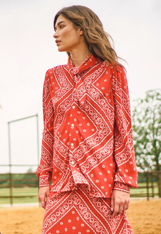 Frances Blouse Aces Wild Red Hunter Bell