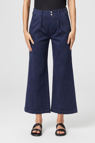 Brooklyn Crop W/ Wide Waistband + Double Button + Front Seams - Vintage Cosmic Navy