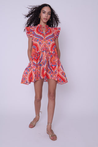 Edith Dress Jupiter Print Orange Love The Label