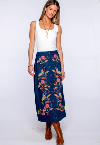 Frannie Skirt Denim Embroidered Elizabeth James