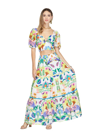 Trim Tiered Skirt Island Art Joy Joy