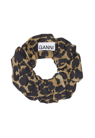Printed Cotton Scrunchie Leopard GANNI