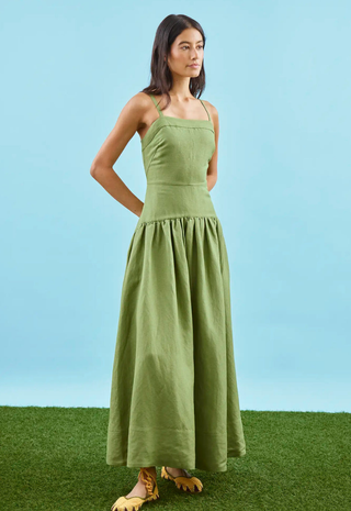 Newberry Dress in Glass Green