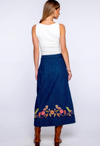 Frannie Skirt Denim Embroidered Elizabeth James