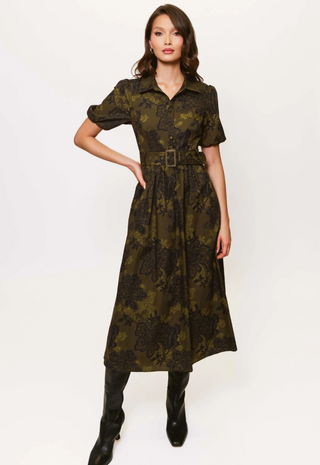 Parker Dress Olive Bohemian Paisley Floral Hutch