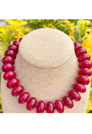 Burgundy Rory Rondelle Necklace - Burgundy