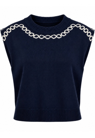 Chris Top Navy Embroidered Anna Cate