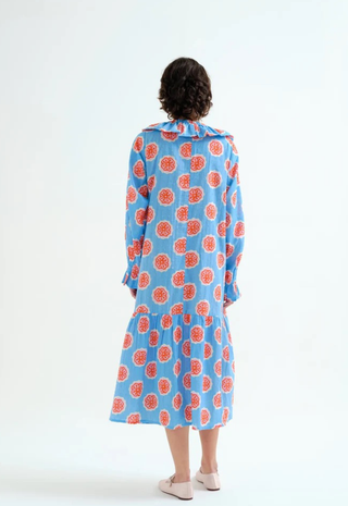 Long Beach Dress Red Bloom Flowers Print Compania Fantastica