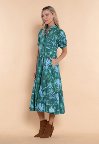 Kimbell Dress Emerald Ikat Sheridan French