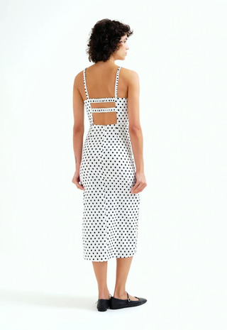 Black Polka Dot Midi Dress Compania Fantastica