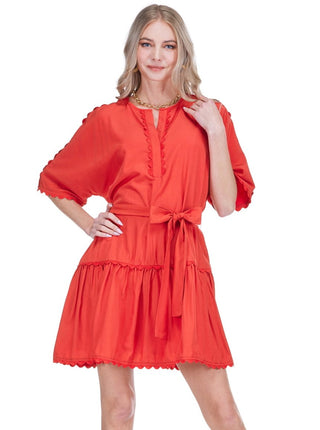 Ric Rac Trim Dress Red JoyJoy