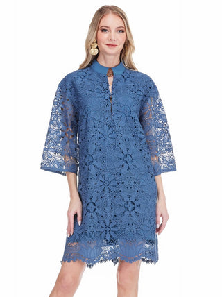 High Neck Tunic Blue Lace Jade