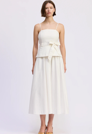 Samantha Mixed Media Midi Dress White En Saison