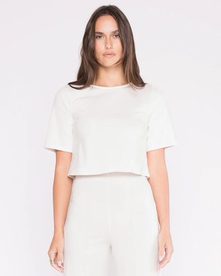 Ponte Knit Short Sleeve Top Off-White Ripley Rader