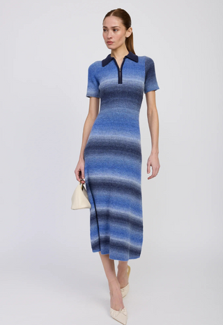 Ora Knit Midi Dress Navy Light Blue En Saison