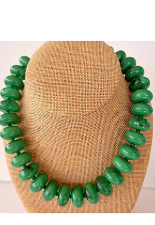 The Rory — Emerald Green Large Rondelle Beaded Necklace - Emerald Green