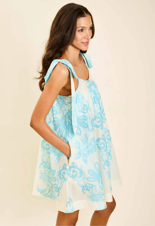 Solenne Mini Dress Aegean Flourish - Mestiza