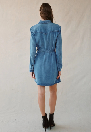 Flap Pocket Belted Shirt Dress Medium Vintage Wash Bella Dahl