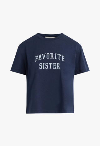 Favorite Sister Cropped Collegiate Tee Navy Favorite Daughter