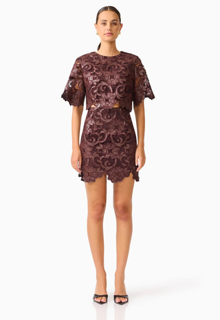 Novelle Top And Mini Skirt Set Chocolate Brown Elliatt