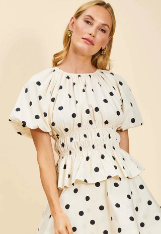 Breakfast Smocked Top Polka Dot Mestiza