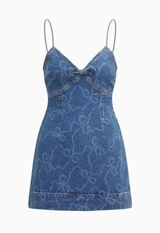 Solina Dress Bow Chambray Love Shack Fancy