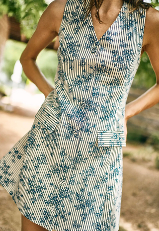 Suni Dress Cornflower Toile - Hunter Bell