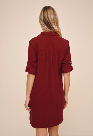 Long Sleeve A-Line Dress Deep Crimson Bella Dahl