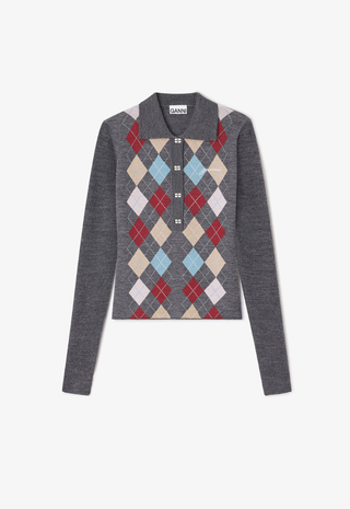 Fine Merino Jacquard Polo Paloma Ganni