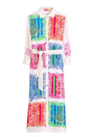Multicoloured Tropical Print Shirt Dress - Viligallo