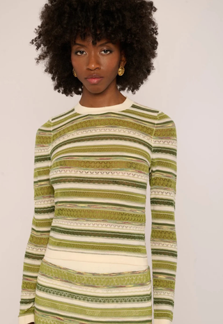Andrea Space Dyed Knit Top Green Space Dye Love The Label