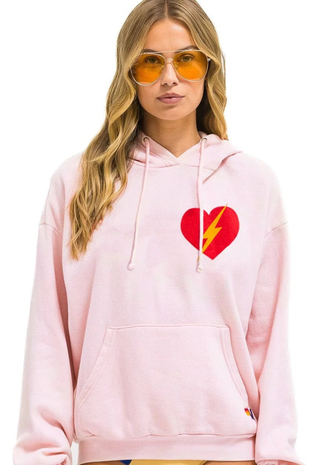 Bolt Heart Pullover Hoodie Relaxed Light Pink Aviator Nation