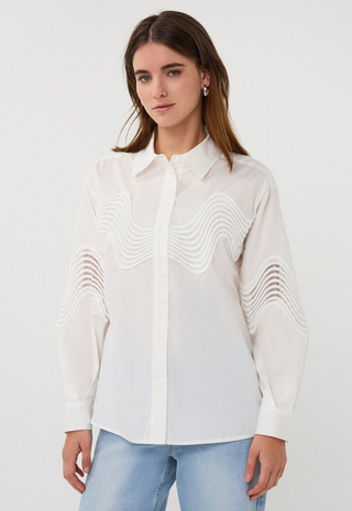 Blouse Lace Poplin Off White - Esqualo